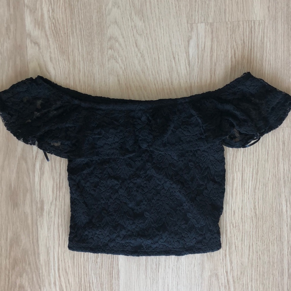 Ambiance Black Lace Off Shoulder Top